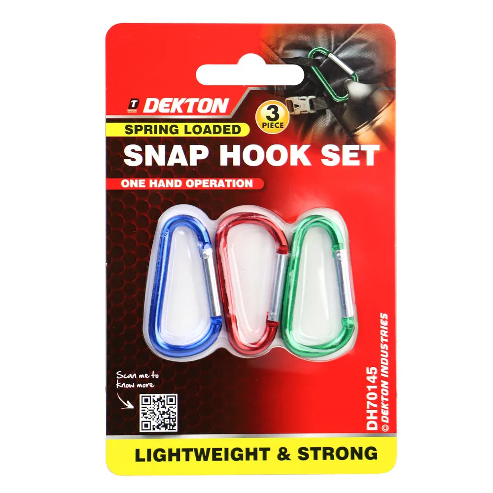 DEKTON SPRING LOADED SNAP HOOKS 60MM 3/PK \\\KD36356