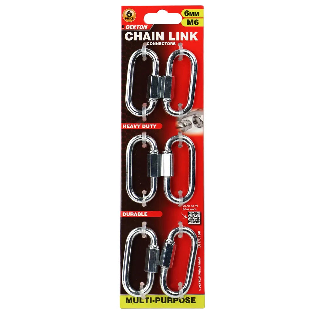 DEKTON M6 MULTI PURPOSE CHAIN LINK CONNECTORS 6MM 6/PK \\\KD36357