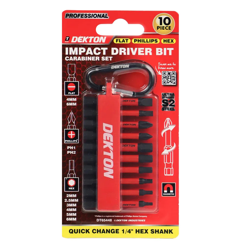 DEKTON 10PCS IMPACT DRIVER BIT SET 2 / 2.5 / 3 / 4 / 5 / 6MM \\\KD36368