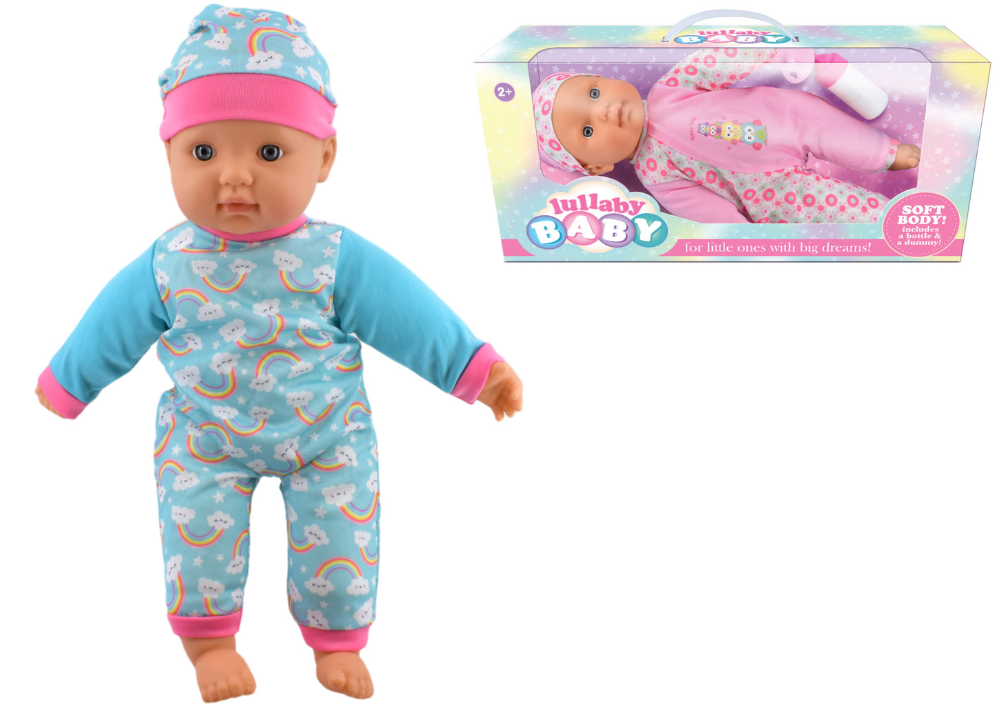 LULLABY BABY SOFT GIRLS BABY DOLL WITH BOTTLE 40CM \\\KD36380