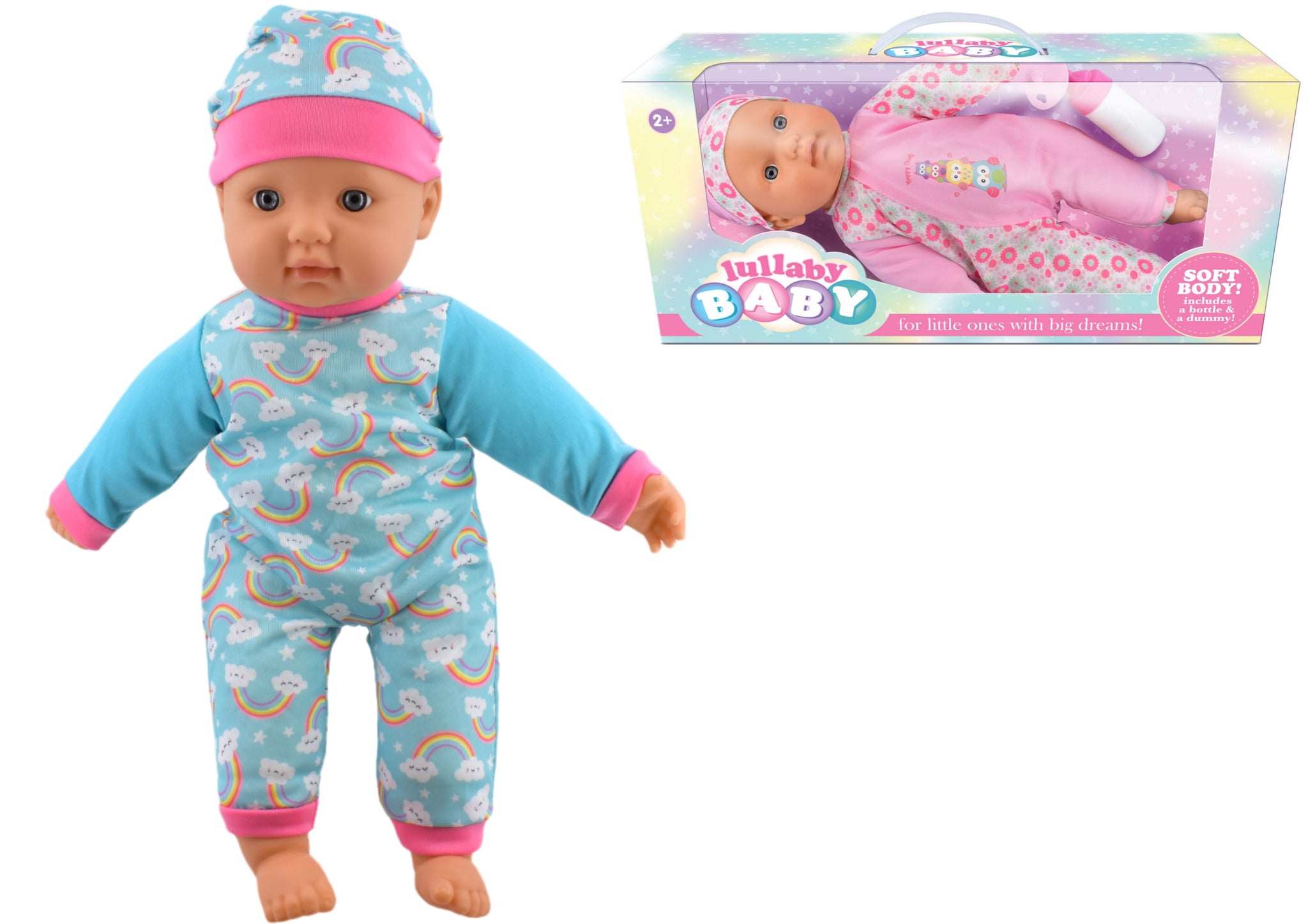 LULLABY BABY SOFT GIRLS BABY DOLL WITH BOTTLE 40CM \\\KD36380