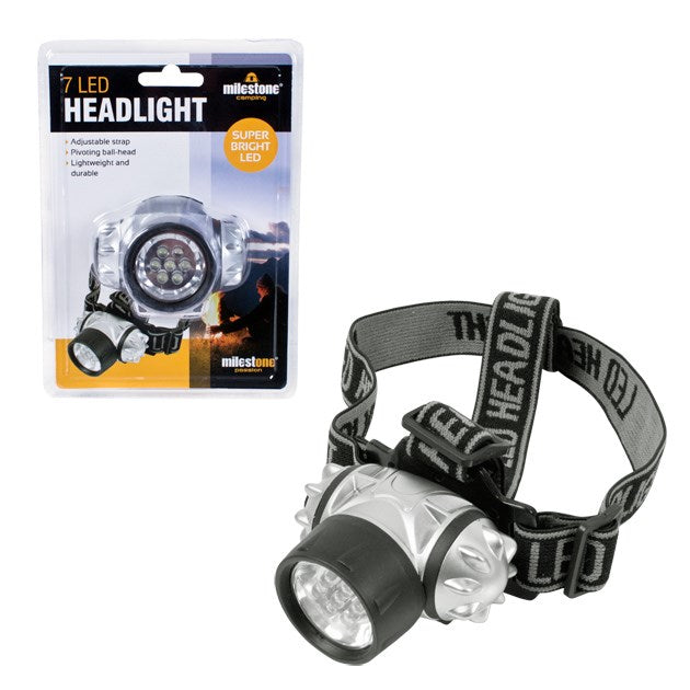 MILESTONE 7 LED HEAD LIGHT TORCH WITH PIVOTING BALL HEAD \\\KD36467