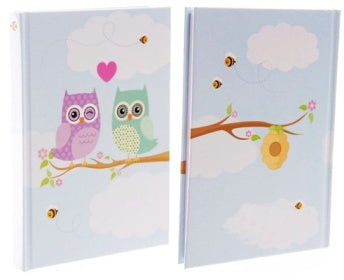 A6 GLITTER LOVE OWLS HARDBACK NOTEBOOK. MEMO36 \\\MEMO36