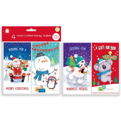 GIFTMAKER CUTE CHRISTMAS MONEY WALLET 4/PK. XALGC203 \\\MQTE