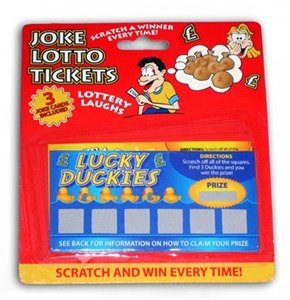 JOKE LOTTO TICKETS  3 FAKE WINNING SCRATCH CARDS - 1 PACK. N45012 \\\N45012