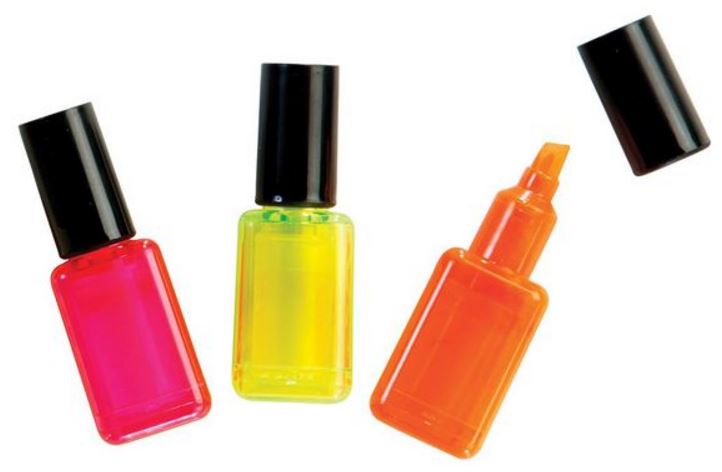 3PK NOVELTY NAIL VARNISH HIGHLIGHTERS PENS. NVPN \\\NVPN