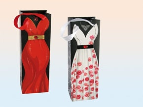 2 DESIGNER LADIES GIRL  DRESS WITH DIAMANTE CRYSTAL STONES WINE SPIRITS CHAMPAGNE BOTTLE GIFT  WRAP . OB180713 \\\OB180713