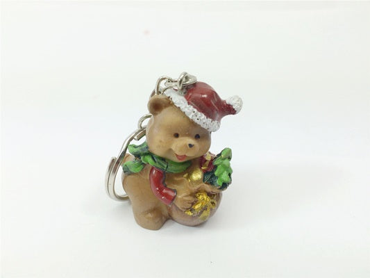 NOVELTY FANCY CHRISTMAS XMAS KEYRING KEY CHAIN STOCKING SACK FILLER - TEDDY BEAR. OB946102BEAR \\\OB946102BEAR
