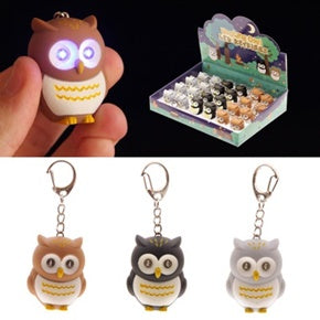 CUTE LIGHT UP HOOTING OWL KEY RINGS. OWL24 \\\OWL24