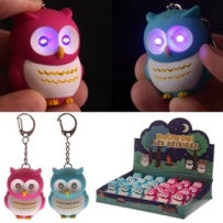CUTE PINK AND BLUE LIGHT UP HOOKING OWL KEYRING. OWL24A \\\OWL24A