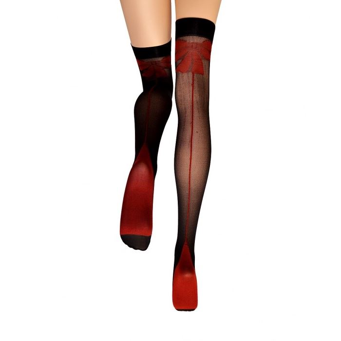 PLEASURE SEXY BOW SEAM BLACK STOCKINGS. P065083 \\\P065083