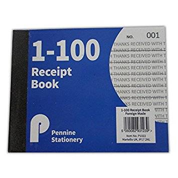 RECEIPT BOOK 1 TO 100 HALF SIZE. P1022 \\\P1022