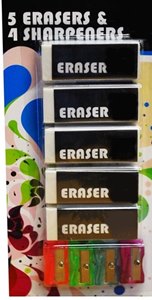 5 ERASERS 4 SHARPENERS. P2308 \\\P2308