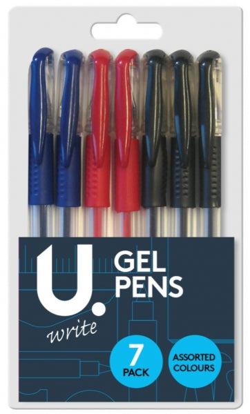 U WRITE ASSORTED COLOUR GEL PENS 7/PK. P2371 \\\P2371
