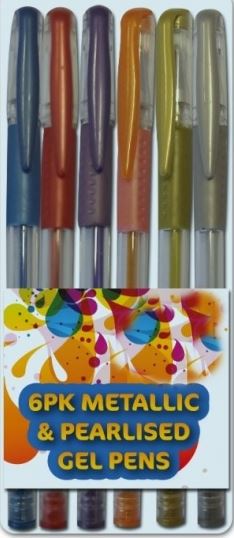 5 PACK METALLIC PEARLISED GEL PENS. P2690 \\\P2690