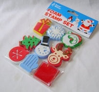NEW CHRISTMAS FOAM STAMP SET 7 SHAPES INK PAD STAMPING SANTA TREE SNOWFLAKE. PI051115 \\\PI051115