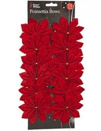 12 GLITTER POINSETTIA BOWS POINSETTA BOW. PI502023 \\\PI502023