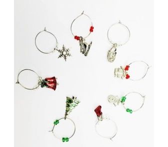 8 CHRISTMAS XMAS WINE GLASS CHARMS RING MARKER. PI505002 \\\PI505002