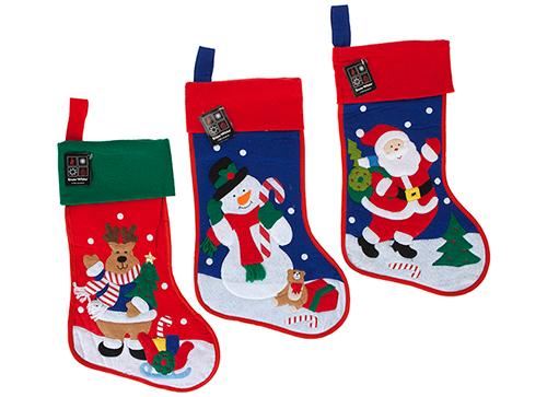 FESTIVE CHRISTMAS FELT STITCHED STOCKING CUTE SANTA / REINDEER DESIGN DECORATION. PI521000K \\\PI521000K