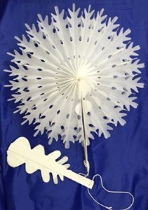 CHRISTMAS XMAS WHITE TISSUE PAPER SNOWFLAKE FAN DECORATION KIT 3 PIECE IN A PACK. PI524000 \\\PI524000