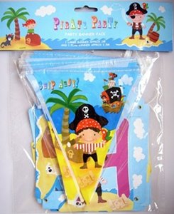 PIRATE PARTY - PARTY BANNER PACK - INCLUDES 1 BANNER - 1 FLAG BANNER - PJPG. PJPG \\\PJPG
