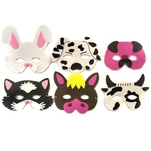 PACK OF 6 FARM ANIMAL FOAM FACE MASKS. PL390113 \\\PL390113