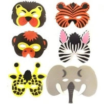 PACK OF 6 JUNGLE ANIMAL FOAM FACE MASKS. PL390114 \\\PL390114