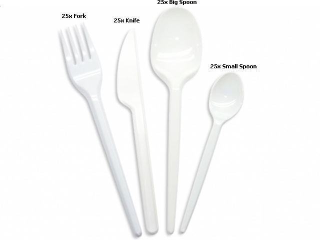 100 ASSORTED PLASTIC CUTLERY 2505. PLASC100 \\\PLASC100