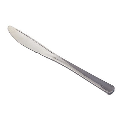 KNIVES - CHROME LOOK SILVER PLASTIC DISPOSABLE PICNIC CUTLERY (12 PIECES). PLK12SV \\\PLK12SV