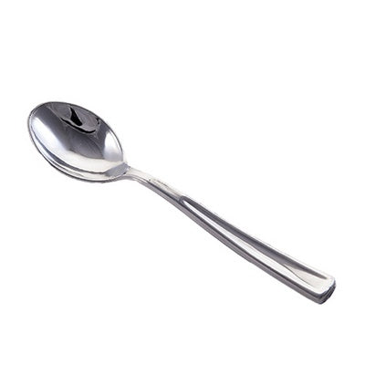 DESERT SPOONS - CHROME LOOK SILVER PLASTIC DISPOSABLE CUTLERY (12 PIECES). PLS12SV 006152 \\\PLS12SV