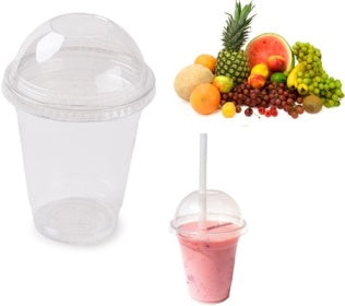 4 CLEAR PLASTIC MILKSHAKE CUP WITH DOME LID 11705. PLSM124 \\\PLSM124