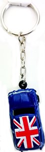 BLUE CAR WITH FLAG METAL LONDON KEYRING. PM059299_CAR \\\PM059299_CAR