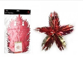 CHRISTMAS EMBOSSED HANGING GOLD AND RED FOIL STAR - 30 INCHES 551745. PM152360RG \\\PM152360RG