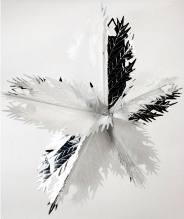 CHRISTMAS EMBOSSED HANGING SILVER AND WHITE FOIL STAR - 30 INCHES 551745. PM152360SW \\\PM152360SW
