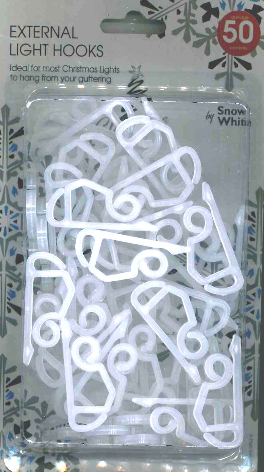 50 EXTERNAL LIGHT GUTTER HOOKS WHITE. 54661 FF-04-50CLR \\\PM507010