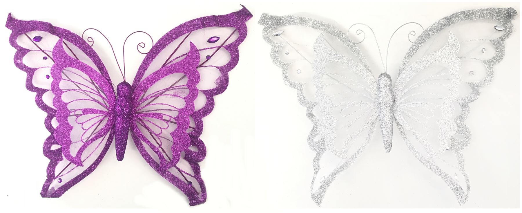 SILVER / PURPLE LAYER ORGANZA BUTTERFLY CLIP. PM551129 \\\PM551129