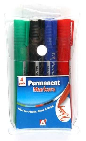 PACK OF 4 PERMANENT MARKERS 4 COLOURS. PRP \\\PRP