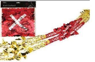 HANGING GARLAND FOIL DECORATIONS 20CM X 274 CM GOLD / RED 518006R. PS451667 \\\PS451667