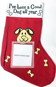 CHRISTMAS PET STOCKING WITH PHOTO WINDOW. PSWD \\\PSWD