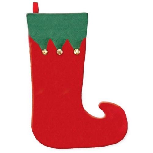 CHRISTMAS ELF FELT STOCKING WITH BELLS. SELE \\\SELE