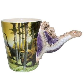 FUN DINOSAUR CERAMIC MUG WITH STEGOSAURUS SHAPED HANDLE. SMUG64 \\\SMUG64