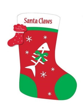 CHRISTMAS STOCKING SANTA CLAWS FISH BONE PET CAT RED GREEN WHITE. SPETCAT \\\SPETCAT