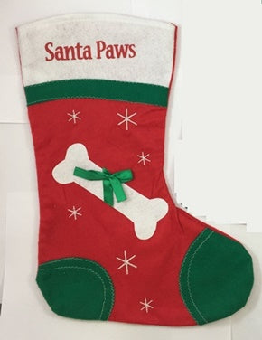 CHRISTMAS STOCKING SANTA PAWS BONE PET DOG RED GREEN WHITE. SPETDOG \\\SPETDOG