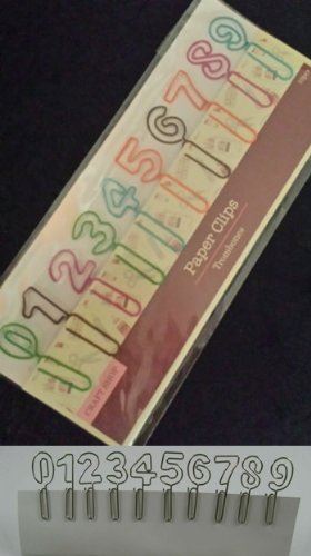 2 PIECE FANCY NOVELTY INDEXING NUMBER CLIPS - FUN PAPERCLIPS SHAPED LIKE NUMBERS (0 - 9) POLISHED ST. ST7026 \\\ST7026