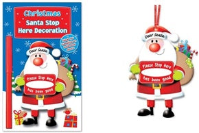 HANGING SANTA STOP HERE DOOR / WINDOW HANGER CHRISTMAS DECORATION  ~  PEN WRITE YOUR OWN NAME. STRD \\\STRD