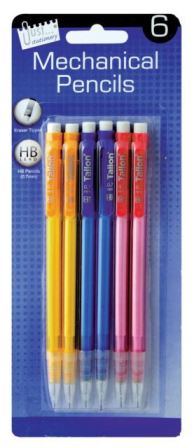 TALLON MECHANICAL PENCILS - ASST COLOUR - 6PK. T1008 \\\T1008