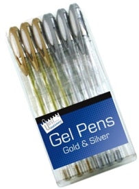 TALLON SILVER GOLD GEL INK PENS - 6PK. T1224 \\\T1224