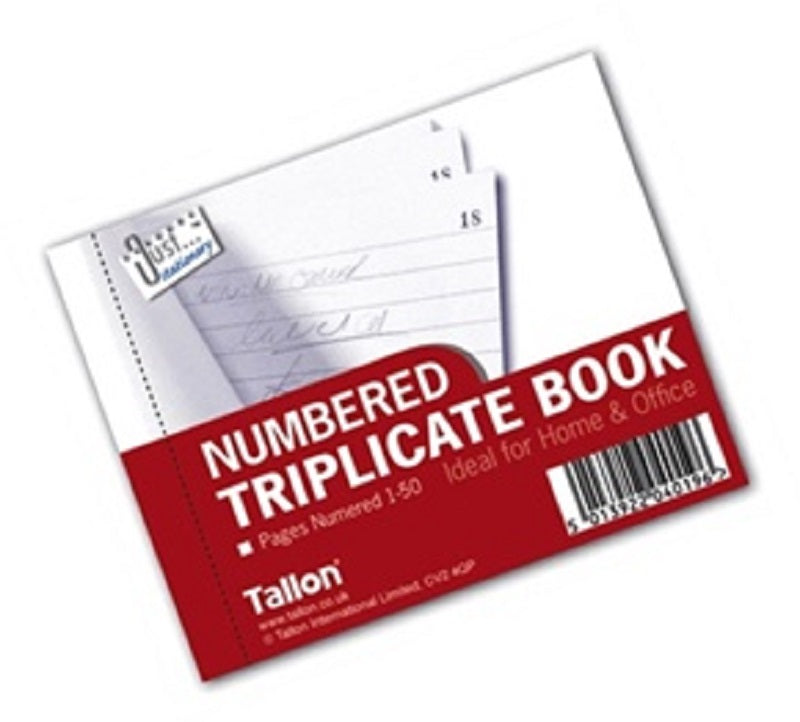 TALLON TRIPLICATE BOOK- HALF SIZE. TA4019 \\\T4019
