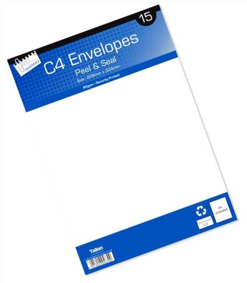 JUST STATIONERY PEEL & SEAL C4 / A4 WHITE ENVELOPES 15/PK. 4670 \\\T4670