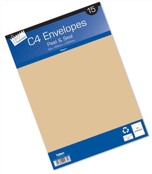 TALLON MANILA ENVELOPES - C4 - 15/PK - PEAL SEAL. T4671 \\\T4671